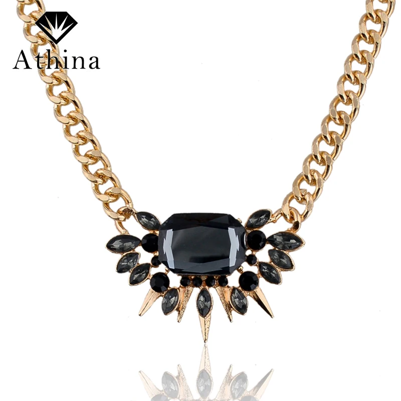 Athina 2018 Vintage Vyhlásenie Prívesok Náhrdelník Vzory Jedinečný Dlhé Zlaté Retiazky Crystal Náhrdelník Ženy Šperky SNE140186
