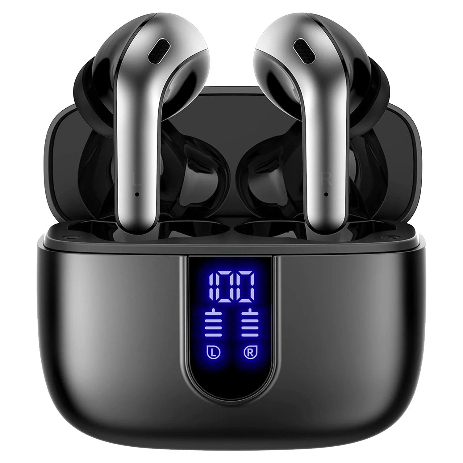 Bluetooth Slúchadlá Pravda Bezdrôtové Slúchadlá 60H Prehrávanie LED Displej, Slúchadlá In-Ear Slúchadlá s Mikrofónom pre TV