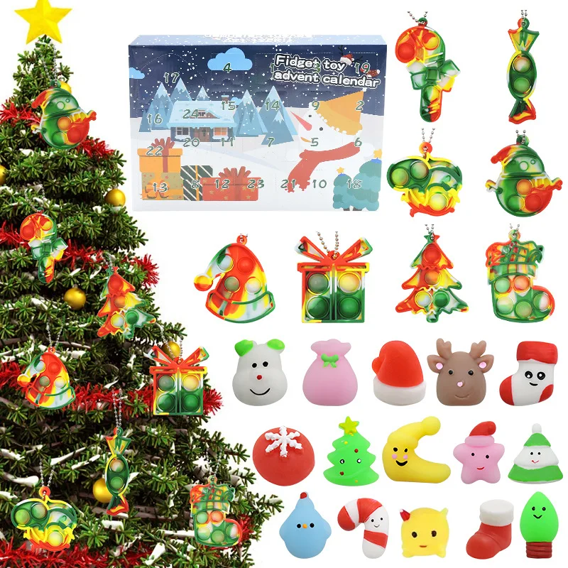 Horúce Fidget Hračky Adventný Kalendár Dekompresný Časovač 24 Dní Vianočný Darček Box Set Detí Novinka Hračky Vianočný Darček