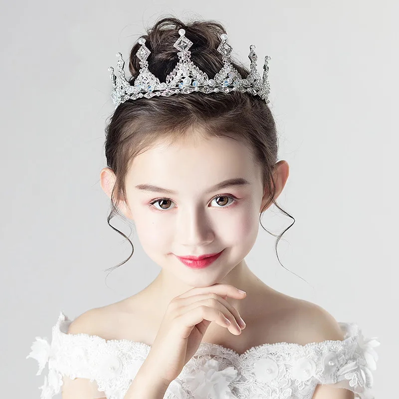 TB018 Nádherné Svadobné Kvet Dievča Tiara Koruny Crystal Drahokamu Pearl Headpiece Dieťa Sprievod Narodeniny Príslušenstvo